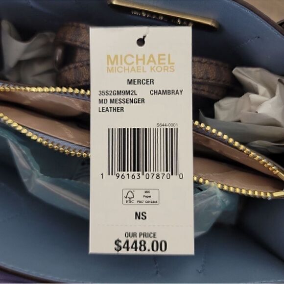 NWT Michael Kors Medium Mercer Bag Blue - Picture 9 of 13